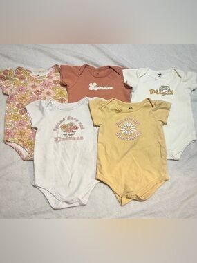 Love & Sunshine Floral Graphic Baby One-Piece - Yellow, Cream, Rust